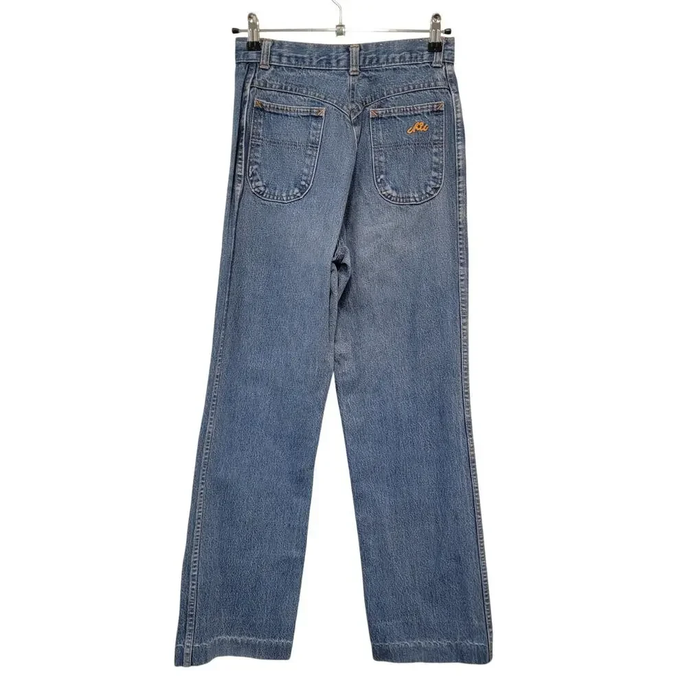 70s Vintage High Waist Wide Leg Chic Jeans 24 - Picture 5 of 11